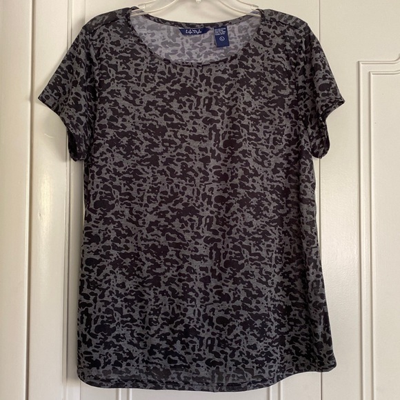 Black and gray camo/animal print top - Picture 1 of 5